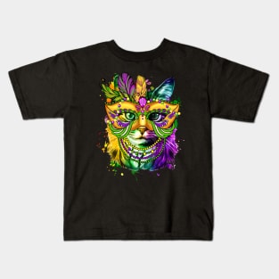 Cat Mardi Gras Girls Cat Lover New Orleans Kids T-Shirt